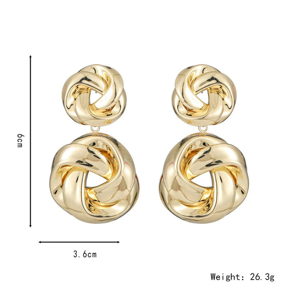 Wholesale Metal Geometric Hollow Twist Knotted Goldplated Women's Earrings