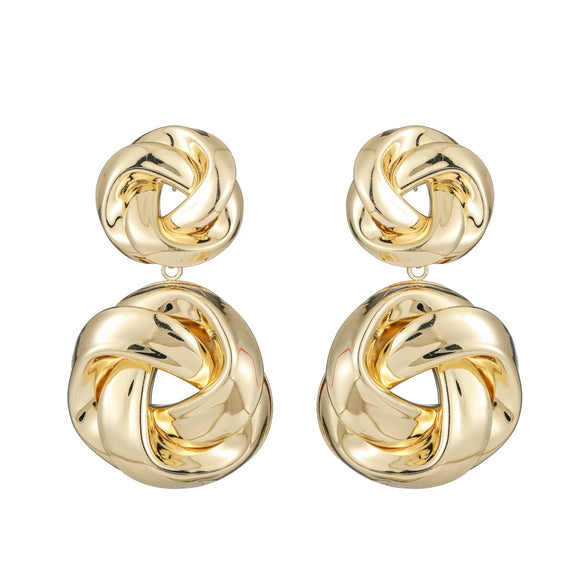 Wholesale Metal Geometric Hollow Twist Knotted Goldplated Women's Earrings