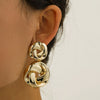 Wholesale Metal Geometric Hollow Twist Knotted Goldplated Women's Earrings