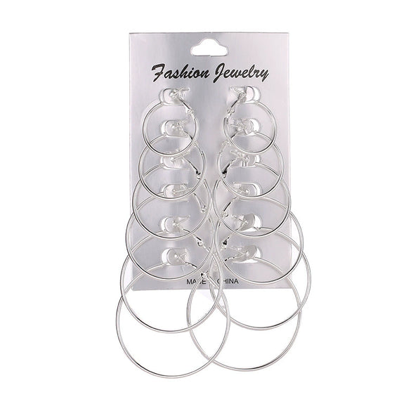 Wholesale Metal Geometric Large Hoop Earrings Set Electroplated