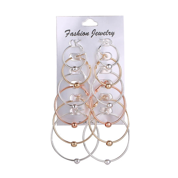Wholesale Metal Geometric Large Hoop Earrings Set Electroplated