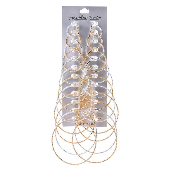 Wholesale Metal Geometric Large Hoop Earrings Set Electroplated