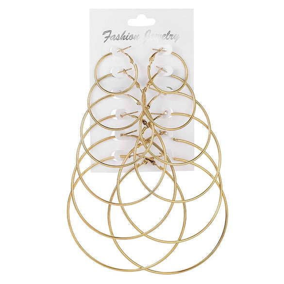Wholesale Metal Geometric Large Hoop Earrings Set Electroplated
