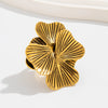Wholesale Metal Geometric Leaf Retro Style Ring With Electroplating