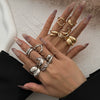 Wholesale Metal Geometric Liquid Lava Open Ring For Women With Electroplating