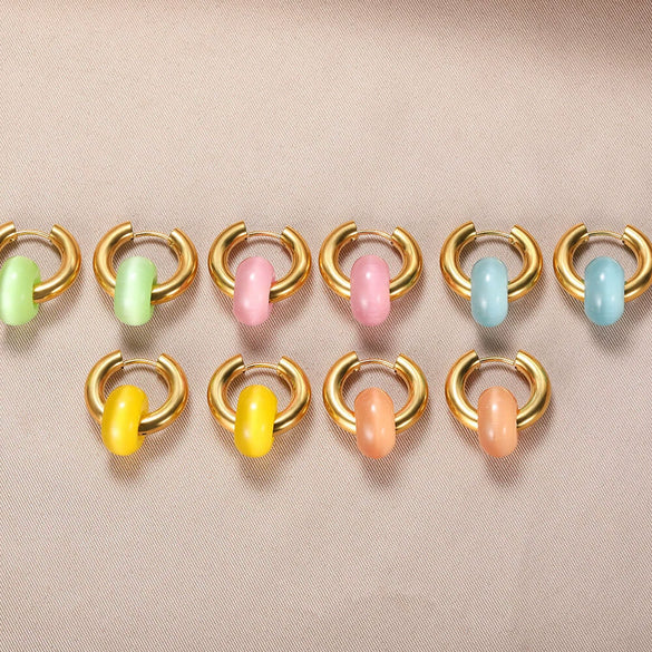 Wholesale Metal Geometric Natural Stone Earrings With Electroplating For Women