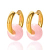 Wholesale Metal Geometric Natural Stone Earrings With Electroplating For Women