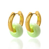 Wholesale Metal Geometric Natural Stone Earrings With Electroplating For Women