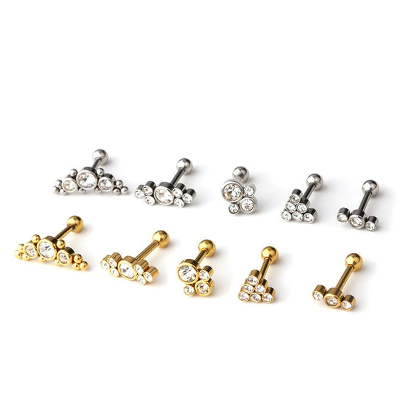 Wholesale Metal Geometric Natural Style Electroplated Stainless Steel Puncture Earrings