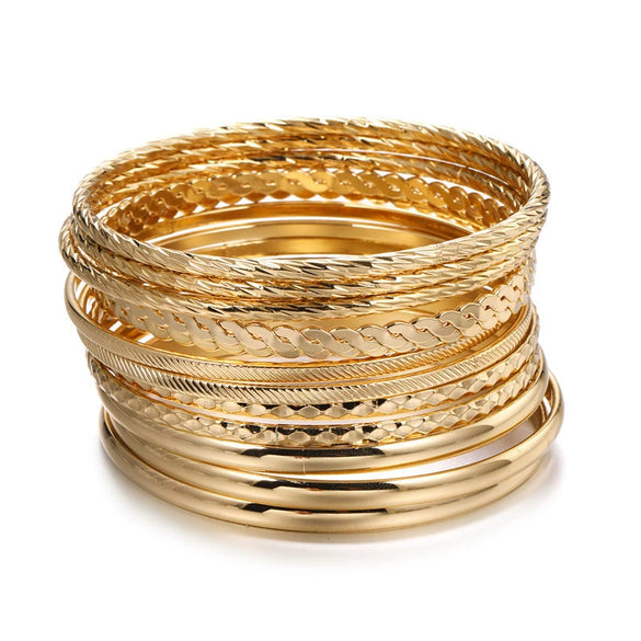 Wholesale Metal Geometric Open Stacked Bracelets Electroplated Unisex Retro Style