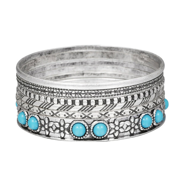 Wholesale Metal Geometric Open Stacked Bracelets Electroplated Unisex Retro Style