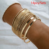 Wholesale Metal Geometric Open Stacked Bracelets Electroplated Unisex Retro Style