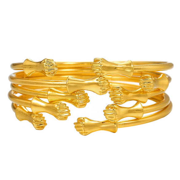 Wholesale Metal Geometric Open Stacked Bracelets Electroplated Unisex Retro Style