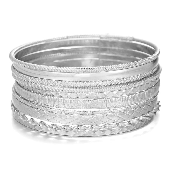 Wholesale Metal Geometric Open Stacked Bracelets Electroplated Unisex Retro Style