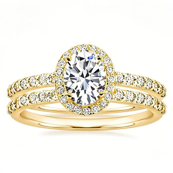 Wholesale Metal Geometric Oval Women's Highend Fashion Ring Copper Electroplated With Zirconia