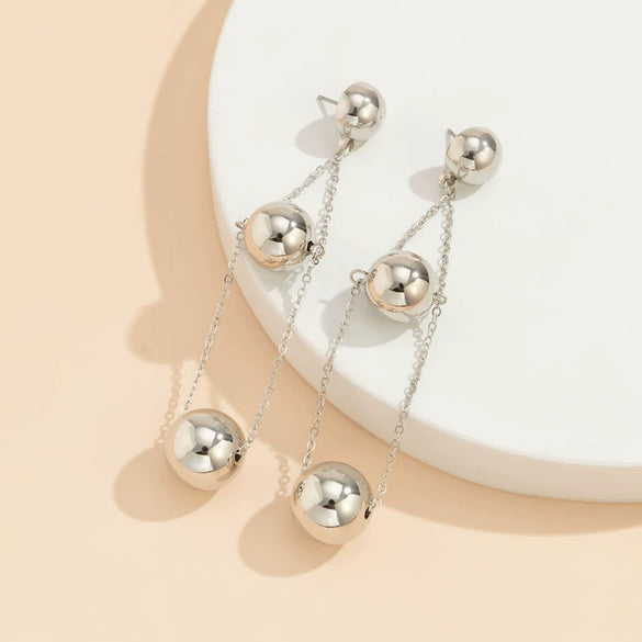 Wholesale Metal Geometric Pattern Electroplated Cold Style Ball Earrings Unisex
