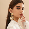 Wholesale Metal Geometric Pattern Stud Earrings For Women With Retro Style And Electroplating Treatment