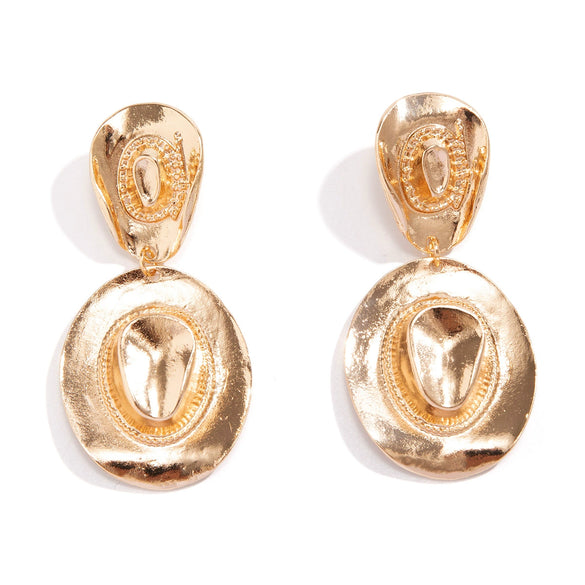Wholesale Metal Geometric Pattern Stud Earrings For Women With Retro Style And Electroplating Treatment
