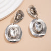 Wholesale Metal Geometric Pattern Stud Earrings For Women With Retro Style And Electroplating Treatment