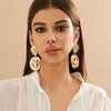 Wholesale Metal Geometric Pattern Stud Earrings For Women With Retro Style And Electroplating Treatment
