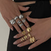 Wholesale Metal Geometric Pleated Open Ring For Women With Electroplating Treatment