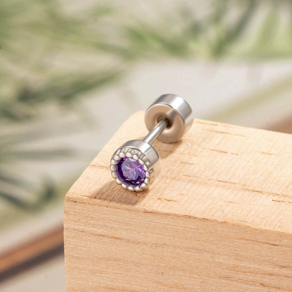Wholesale Metal Geometric Round Cochlear Ear Bone Nail With Zircon Inlaid For Unisex Fashion Style Zirconia Processing