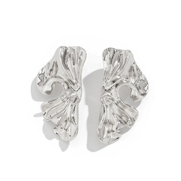 Wholesale Metal Geometric Simple Elegant Pleated Earrings For Women With Electroplating