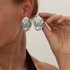 Wholesale Metal Geometric Simple Elegant Pleated Earrings For Women With Electroplating