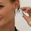 Wholesale Metal Geometric Simple Elegant Pleated Earrings For Women With Electroplating