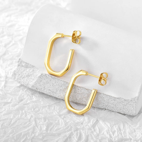 Wholesale Metal Geometric Square Earrings Copper Plated Gold For Female
