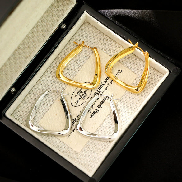 Wholesale Metal Geometric Square Twisted Earrings Copper Electroplated Light Luxury For Women