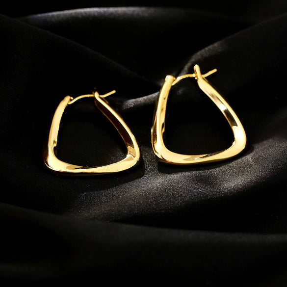 Wholesale Metal Geometric Square Twisted Earrings Copper Electroplated Light Luxury For Women