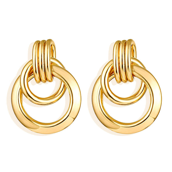 Wholesale Metal Geometric Stud Earrings For Women Electroplated Highend Style