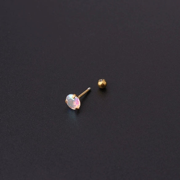 Wholesale Metal Geometric Style Electroplated Stainless Steel Screw Ball Ear Nails For Women