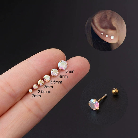 Wholesale Metal Geometric Style Electroplated Stainless Steel Screw Ball Ear Nails For Women