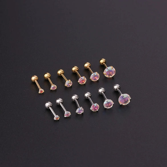 Wholesale Metal Geometric Style Electroplated Stainless Steel Screw Ball Ear Nails For Women