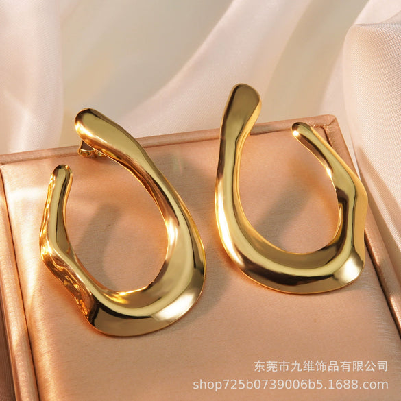 Wholesale Metal Geometric Ushaped Stainless Steel Polished Earrings For Women