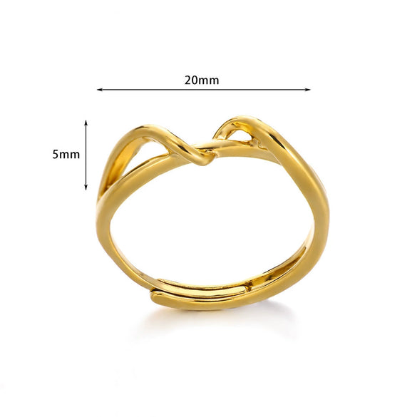 Wholesale Metal Geometric Wave Shape Copper Electroplating Ring Jewelry