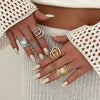 Wholesale Metal Geometric Wide Face Ring For Women With Electroplating Treatment