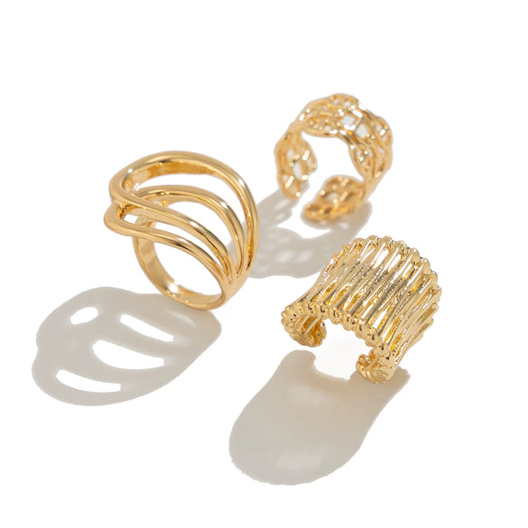 Wholesale Metal Geometric Wide Face Ring For Women With Electroplating Treatment