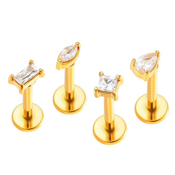 Wholesale Metal Geometric Zircon And Diamond Set Ear And Lip Piercing Nails