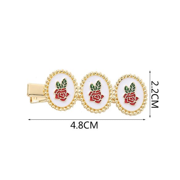 Wholesale Metal Gold Inlaid Rose Duckbill Clip Hair Accessories For Girls Retro Elegant Fashion Ol Style