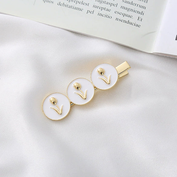 Wholesale Metal Gold Inlaid Rose Duckbill Clip Hair Accessories For Girls Retro Elegant Fashion Ol Style