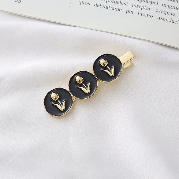 Wholesale Metal Gold Inlaid Rose Duckbill Clip Hair Accessories For Girls Retro Elegant Fashion Ol Style