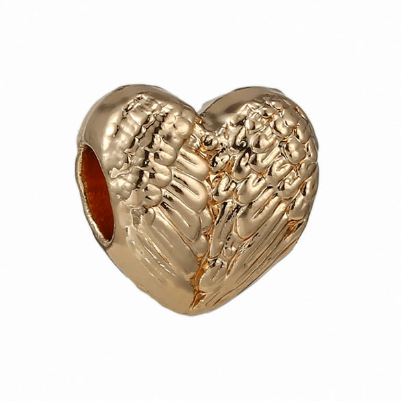 Wholesale Metal Gold Plated Hollow Heartshaped Diamond Beads With Totem Pattern String Decoration For Women