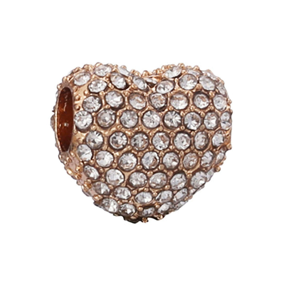 Wholesale Metal Gold Plated Hollow Heartshaped Diamond Beads With Totem Pattern String Decoration For Women