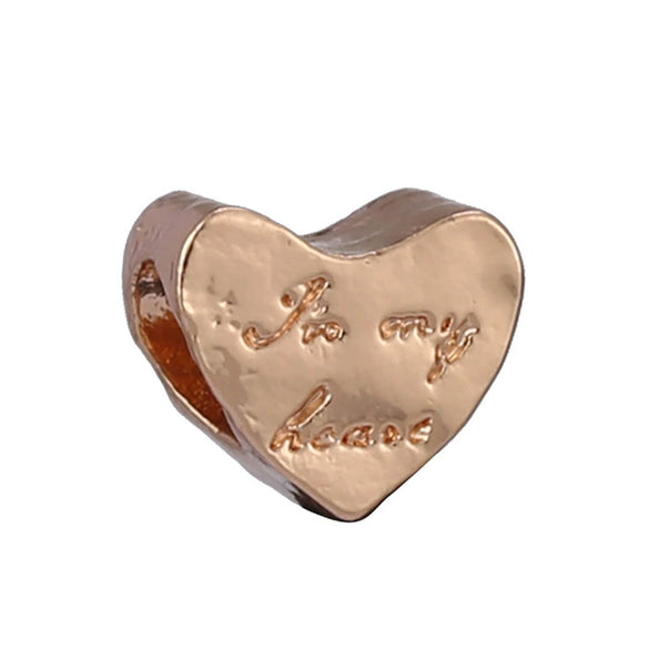 Wholesale Metal Gold Plated Hollow Heartshaped Diamond Beads With Totem Pattern String Decoration For Women