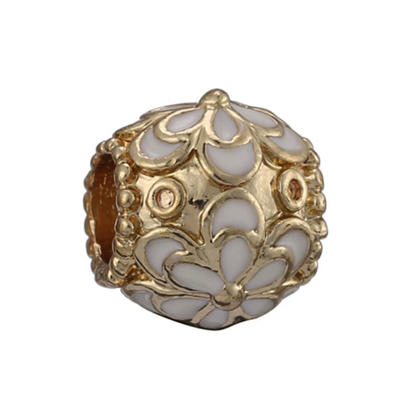 Wholesale Metal Gold Plated Hollow Heartshaped Diamond Beads With Totem Pattern String Decoration For Women