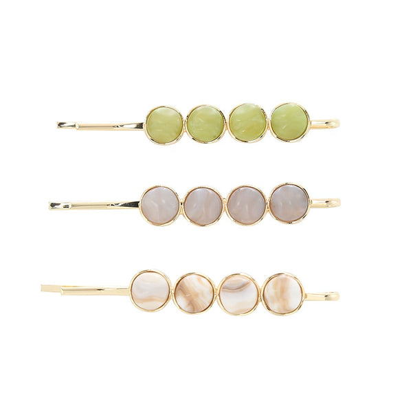 Wholesale Metal Hair Accessories Electroplated Imitation Natural Stone Bangs Clip Side Clip Set For Women