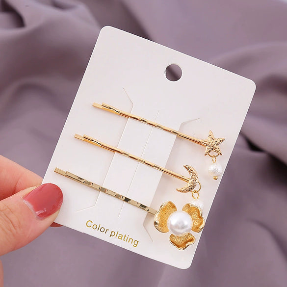 Wholesale Metal Hairpin With Cartoon Style And Animal Shape Electroplating Manual Process Pearl And Butterfly Design For Women
